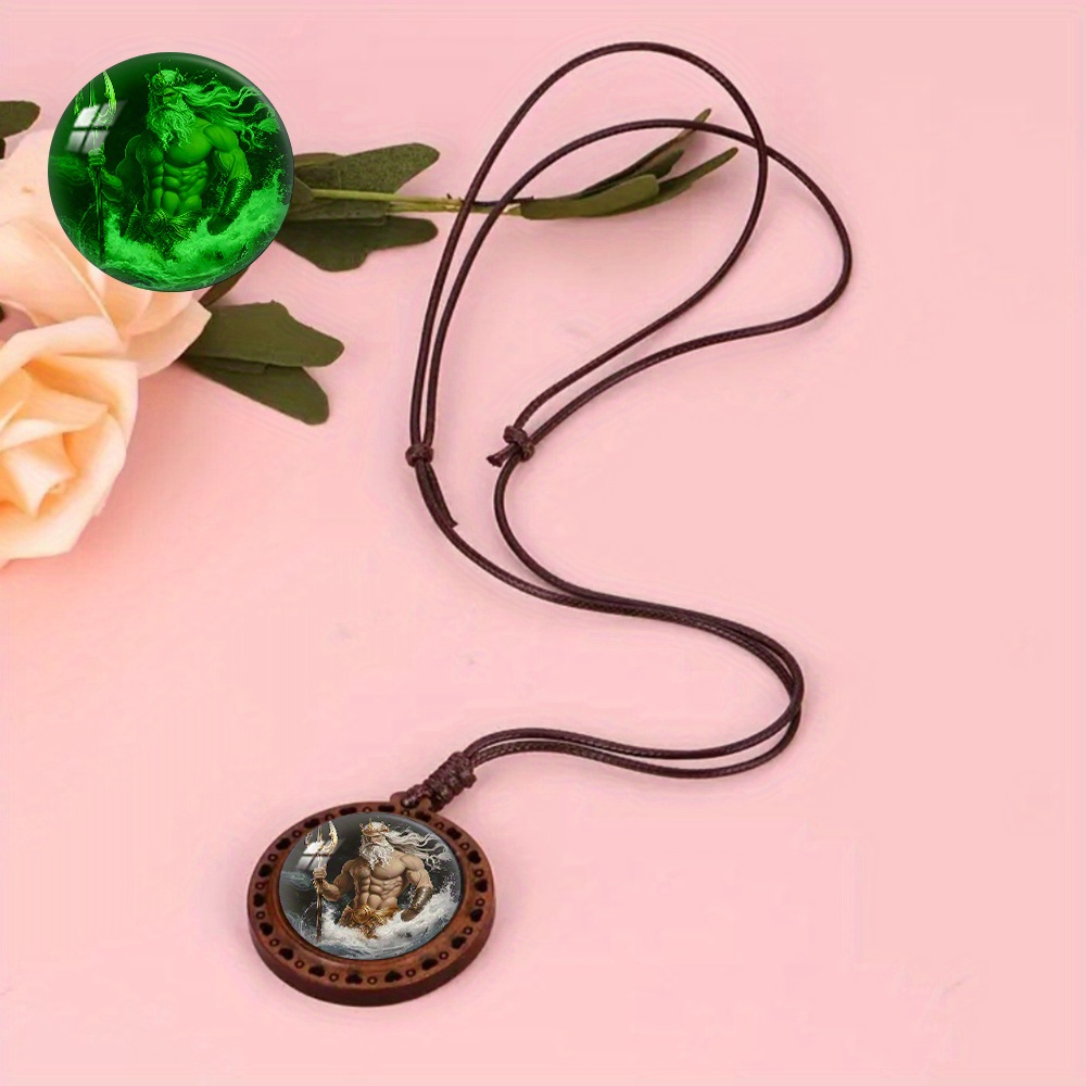 Glow Wood Bead Necklace with Regenerated Wood Pendant